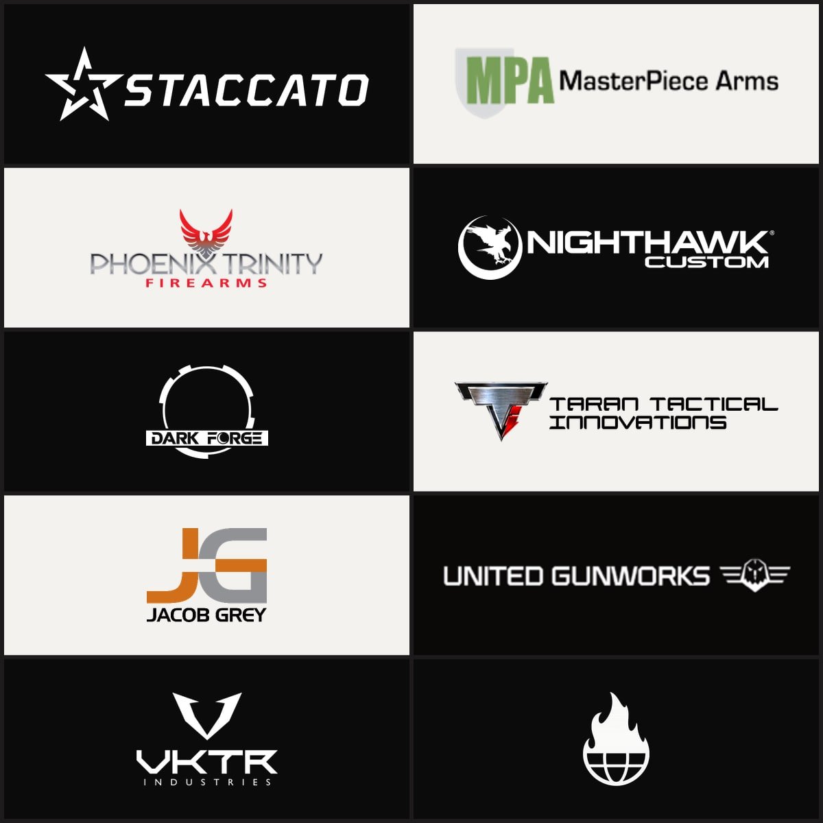 Signature Collection premium handgun brands at Liberty Ordnance Supply: Staccato, MasterPiece Arms, Phoenix Trinity, Nighthawk Custom, Dark Forge, Taran Tactical Innovations, Jacob Grey, United Gunworks, VKTR Industries and Atlas Gunworks